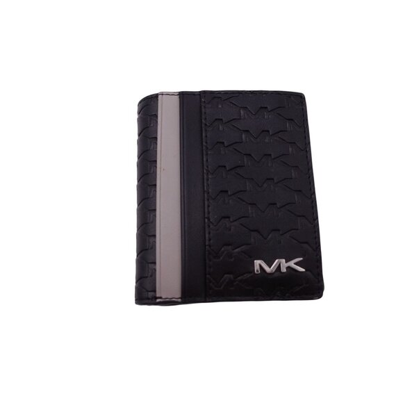 NWOT Michael Kors Malone Debossed Logo Duo Fold Wallet Black Credit Card Pocket - Picture 1 of 10